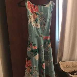 Blue, floral dress